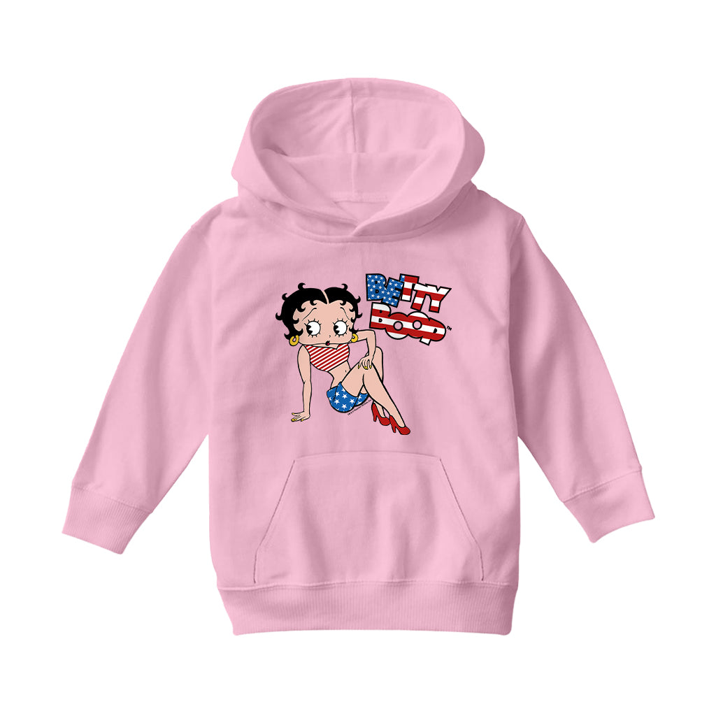 Betty Boop USA Flag Clothing Logo Kids Hooded Sweatshirt