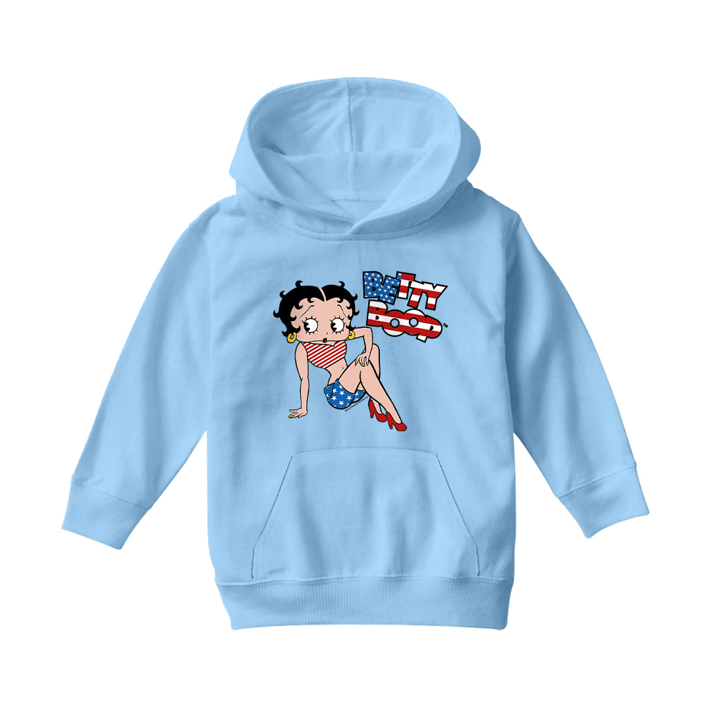 Betty Boop USA Flag Clothing Logo Kids Hooded Sweatshirt