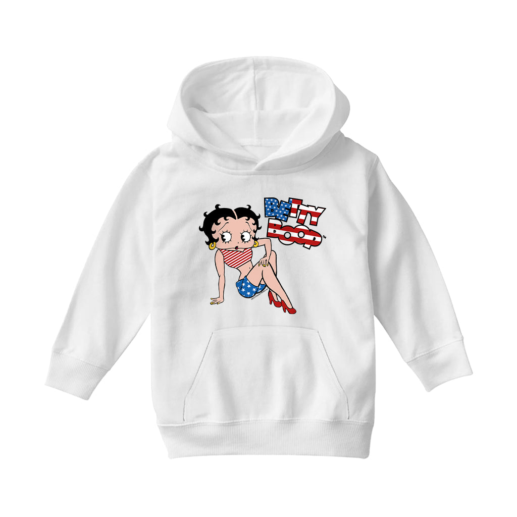 Betty Boop USA Flag Clothing Logo Kids Hooded Sweatshirt