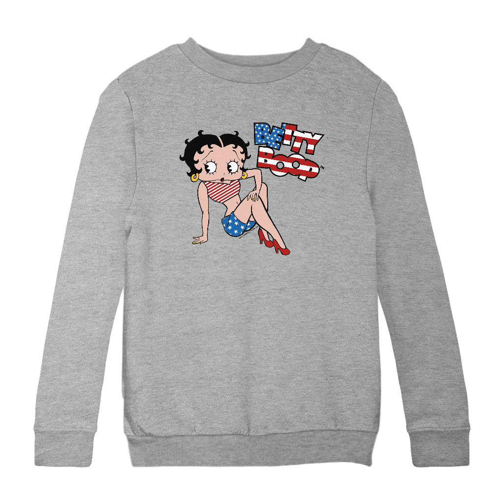 Betty Boop USA Flag Clothing Logo Kids Sweatshirt