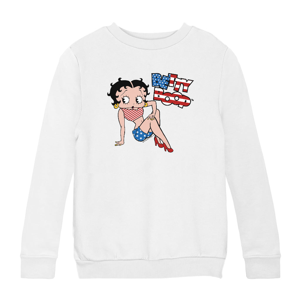 Betty Boop USA Flag Clothing Logo Kids Sweatshirt