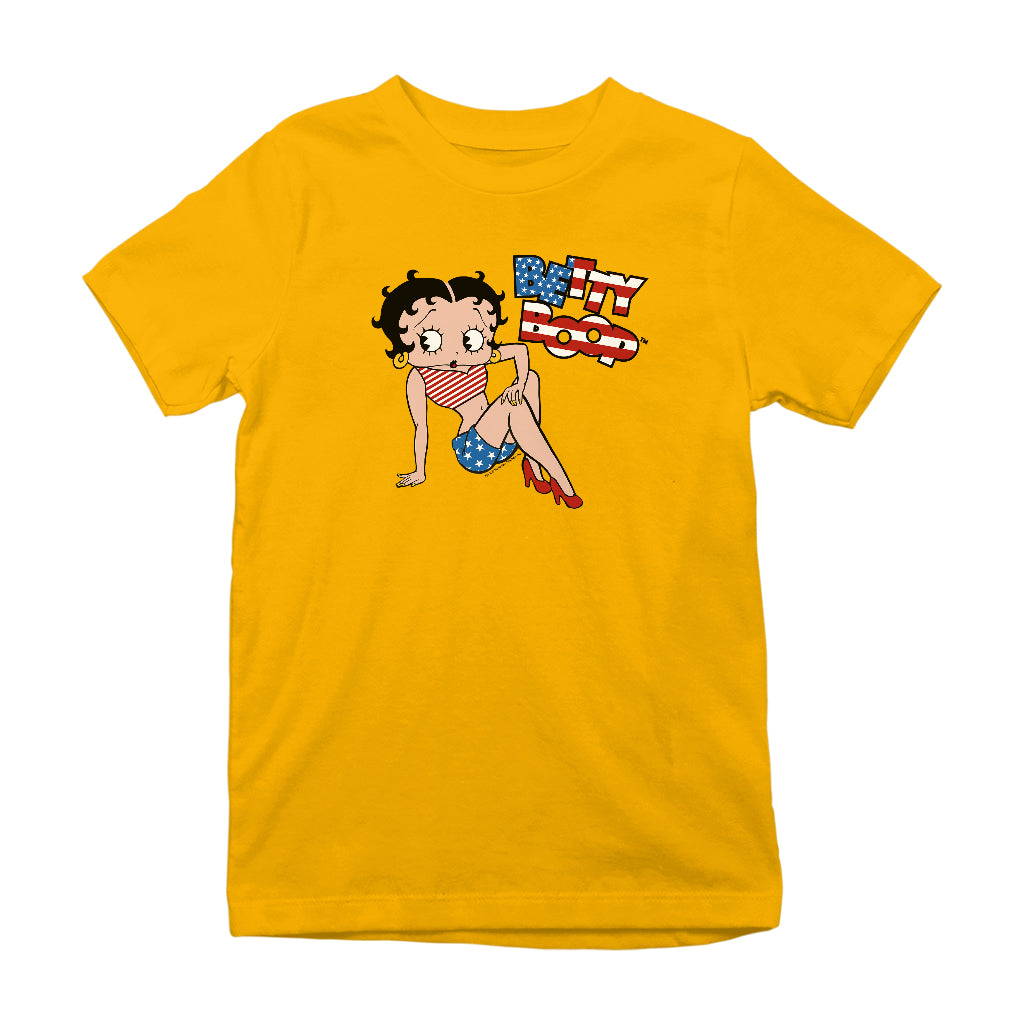 Betty Boop USA Flag Clothing Logo Kids T-Shirt