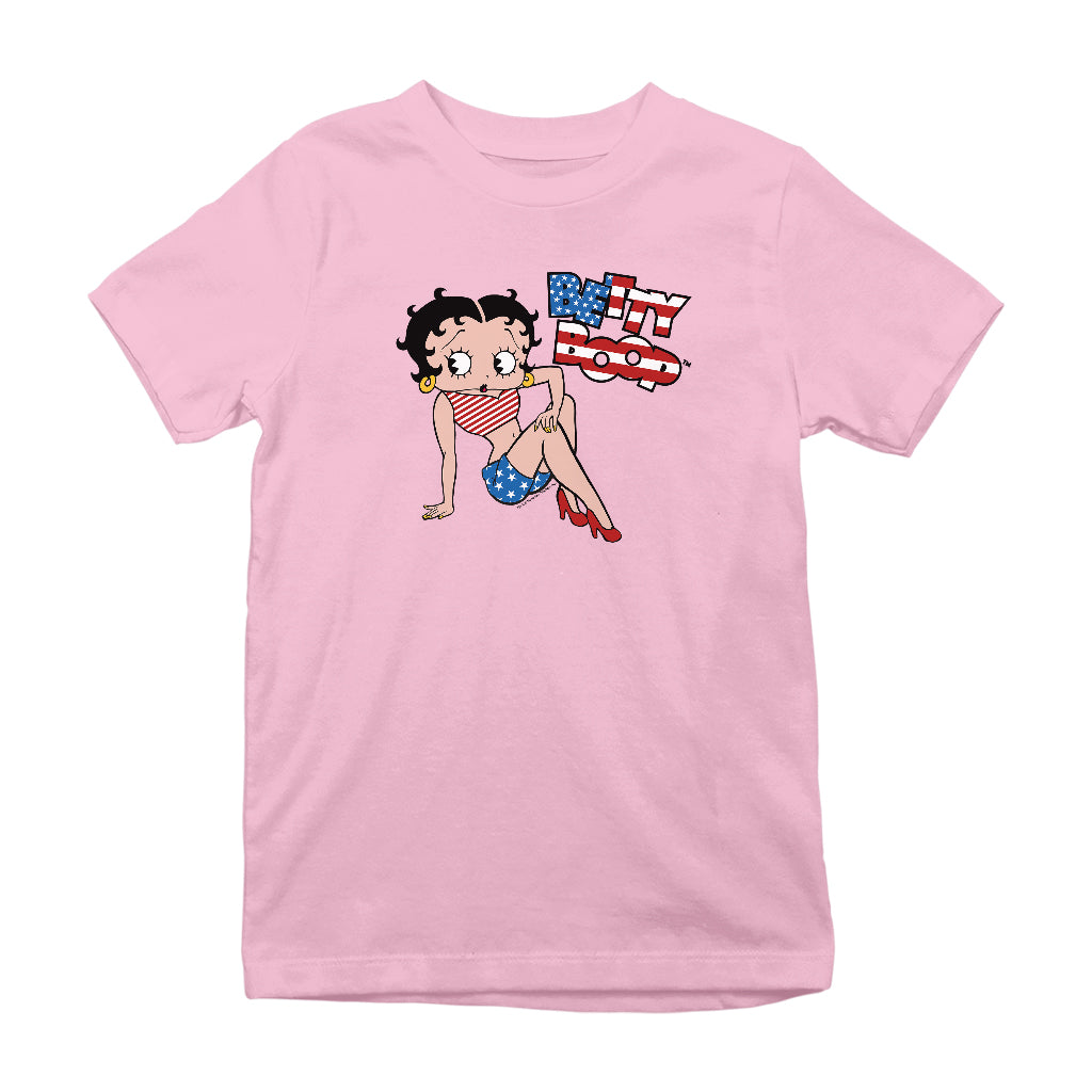 Betty Boop USA Flag Clothing Logo Kids T-Shirt