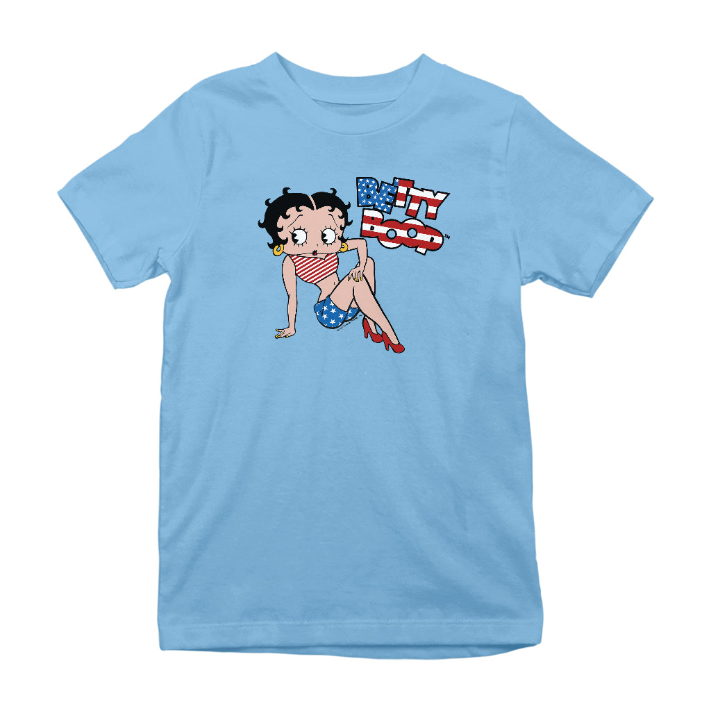 Betty Boop USA Flag Clothing Logo Kids T-Shirt