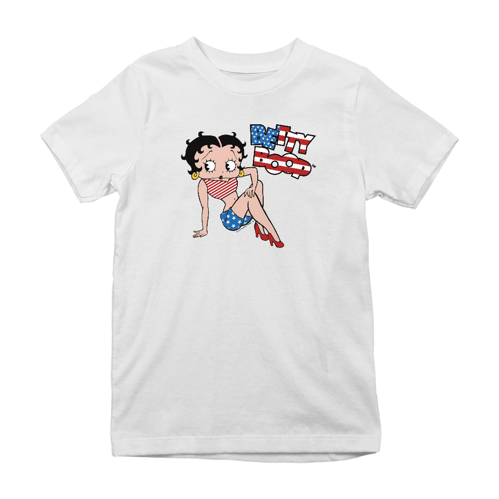 Betty Boop USA Flag Clothing Logo Kids T-Shirt