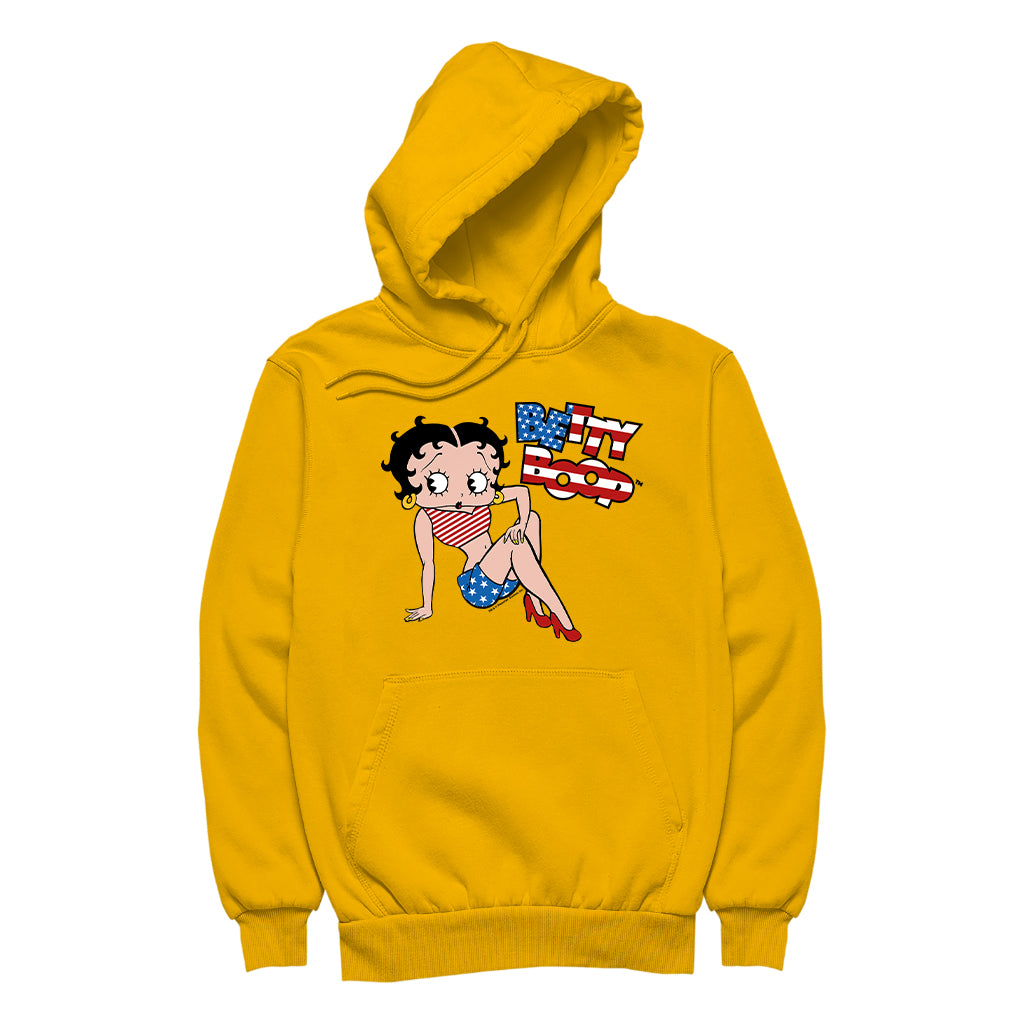 Betty Boop USA Flag Clothing Logo Men's Hooded Sweatshirt