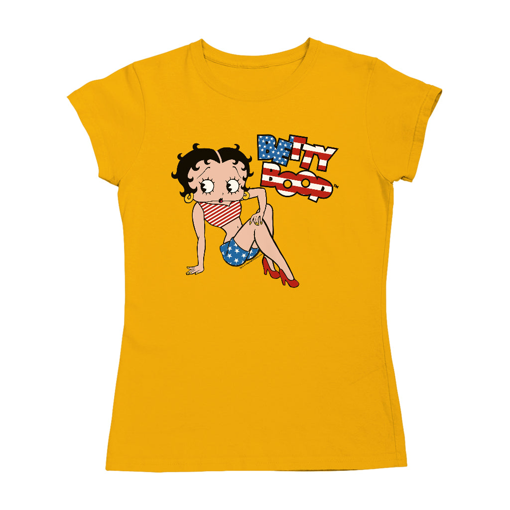 Betty Boop USA Flag Clothing Logo Women's T-Shirt