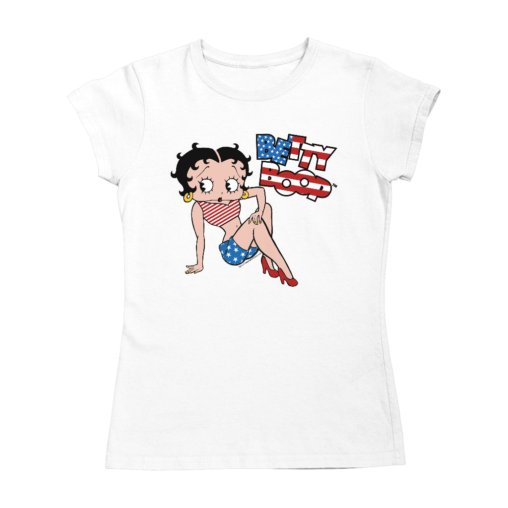 Betty Boop USA Flag Clothing Logo Women's T-Shirt