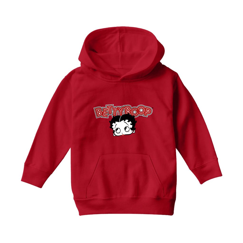 Betty Boop Red Lips Face And Logo Kids Hooded Sweatshirt