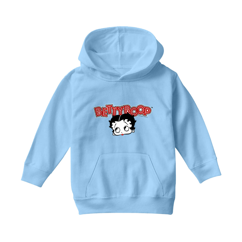 Betty Boop Red Lips Face And Logo Kids Hooded Sweatshirt