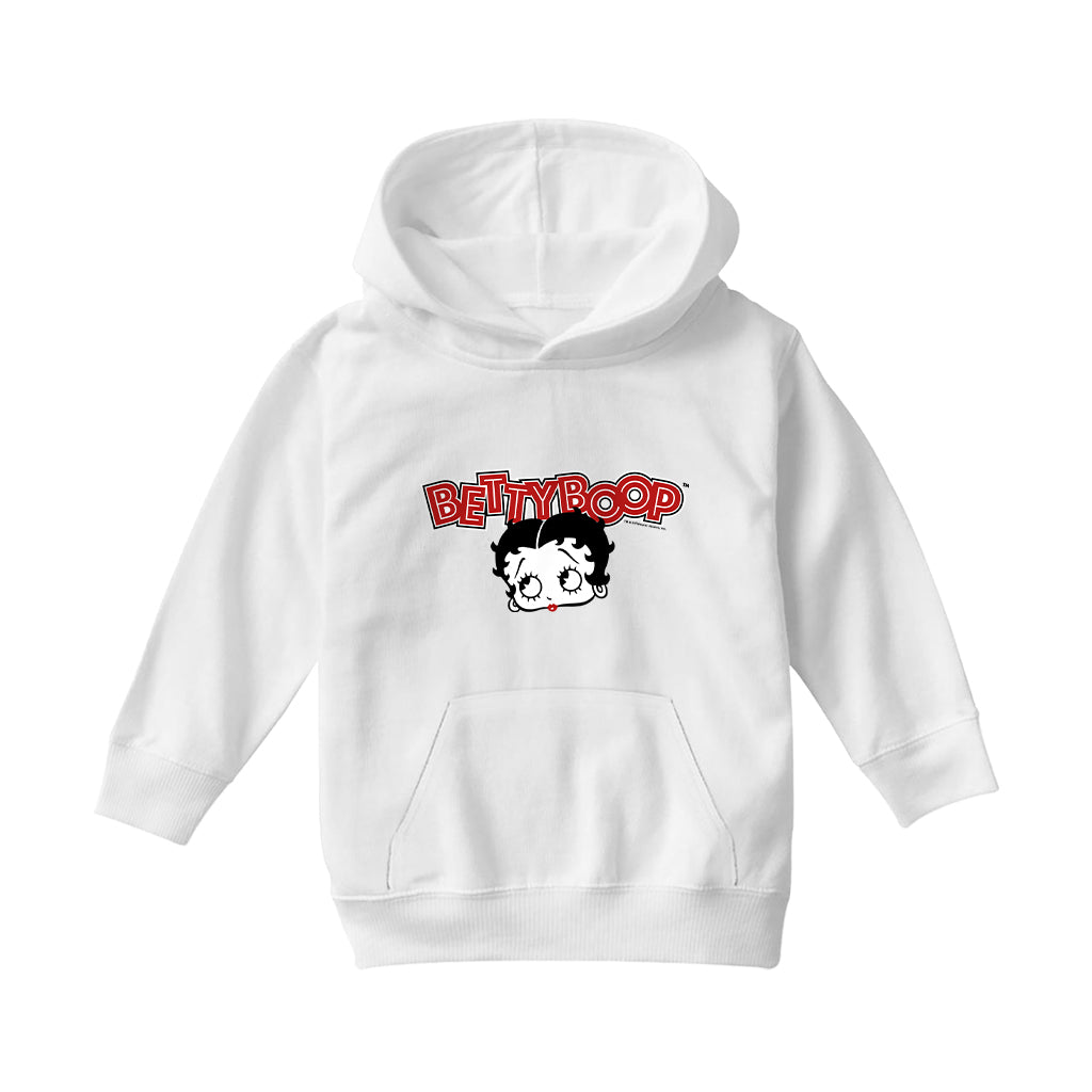 Betty Boop Red Lips Face And Logo Kids Hooded Sweatshirt