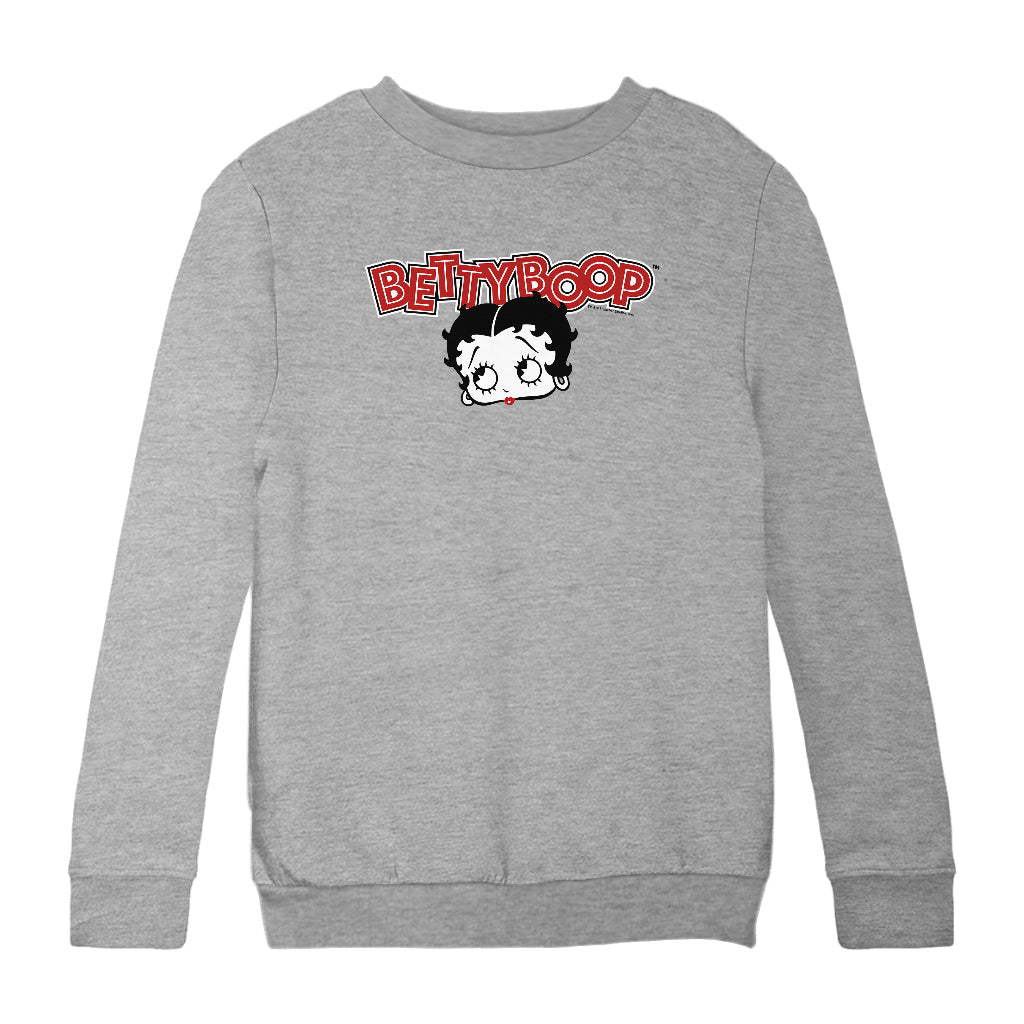 Betty Boop Red Lips Face And Logo Kids Sweatshirt