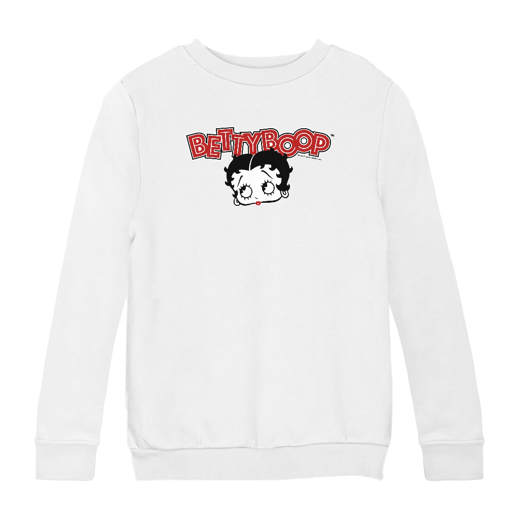 Betty Boop Red Lips Face And Logo Kids Sweatshirt