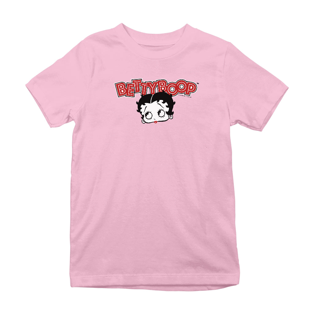 Betty Boop Red Lips Face And Logo Kids T-Shirt