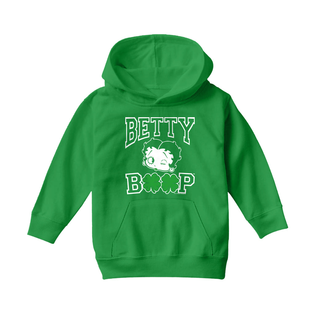 Betty Boop Four Leaf Clovers St Patrick's Day Kids Hooded Sweatshirt