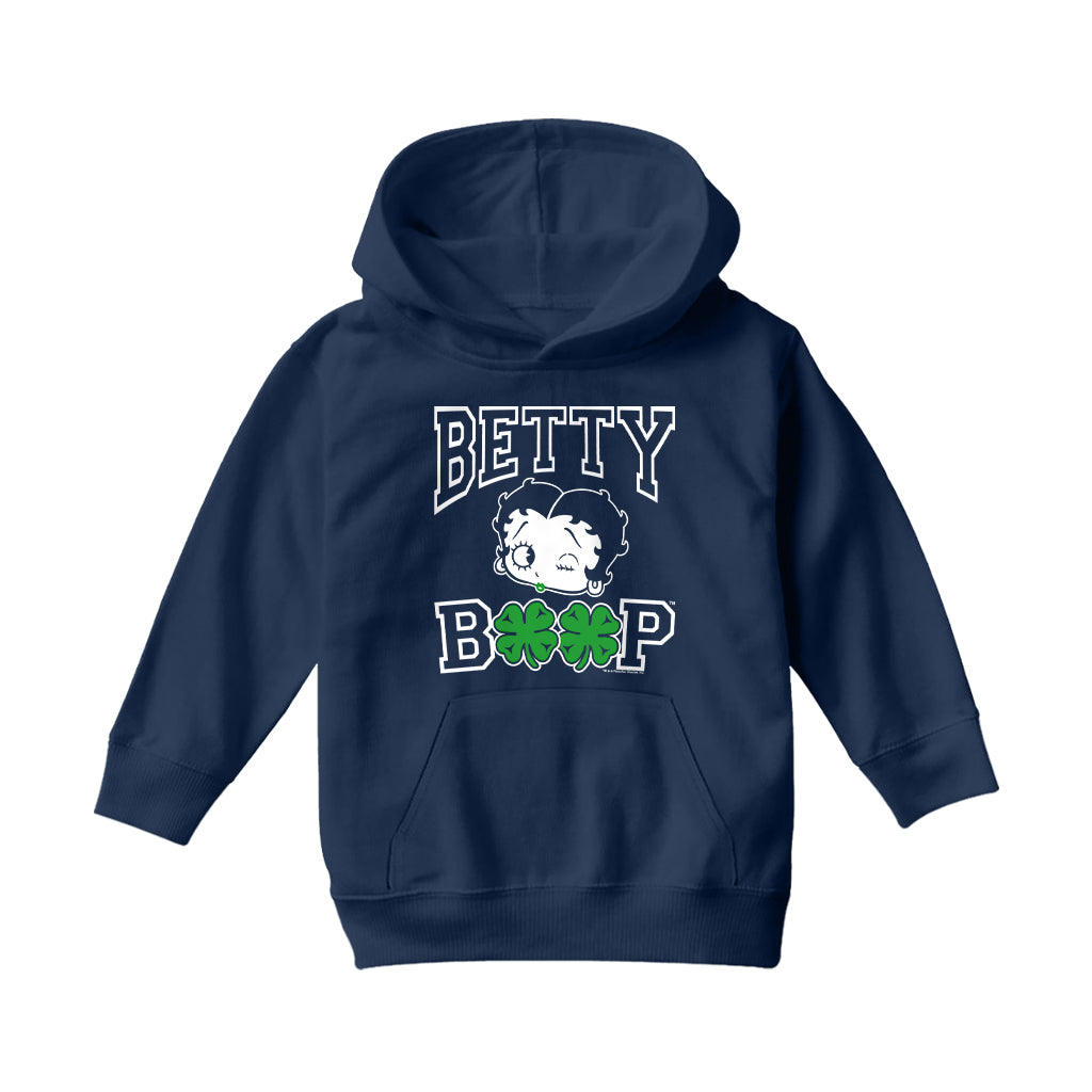 Betty Boop Four Leaf Clovers St Patrick's Day Kids Hooded Sweatshirt