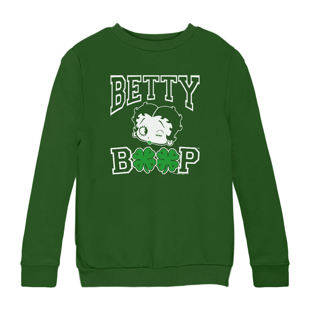 Betty Boop Four Leaf Clovers St Patrick's Day Kids Sweatshirt