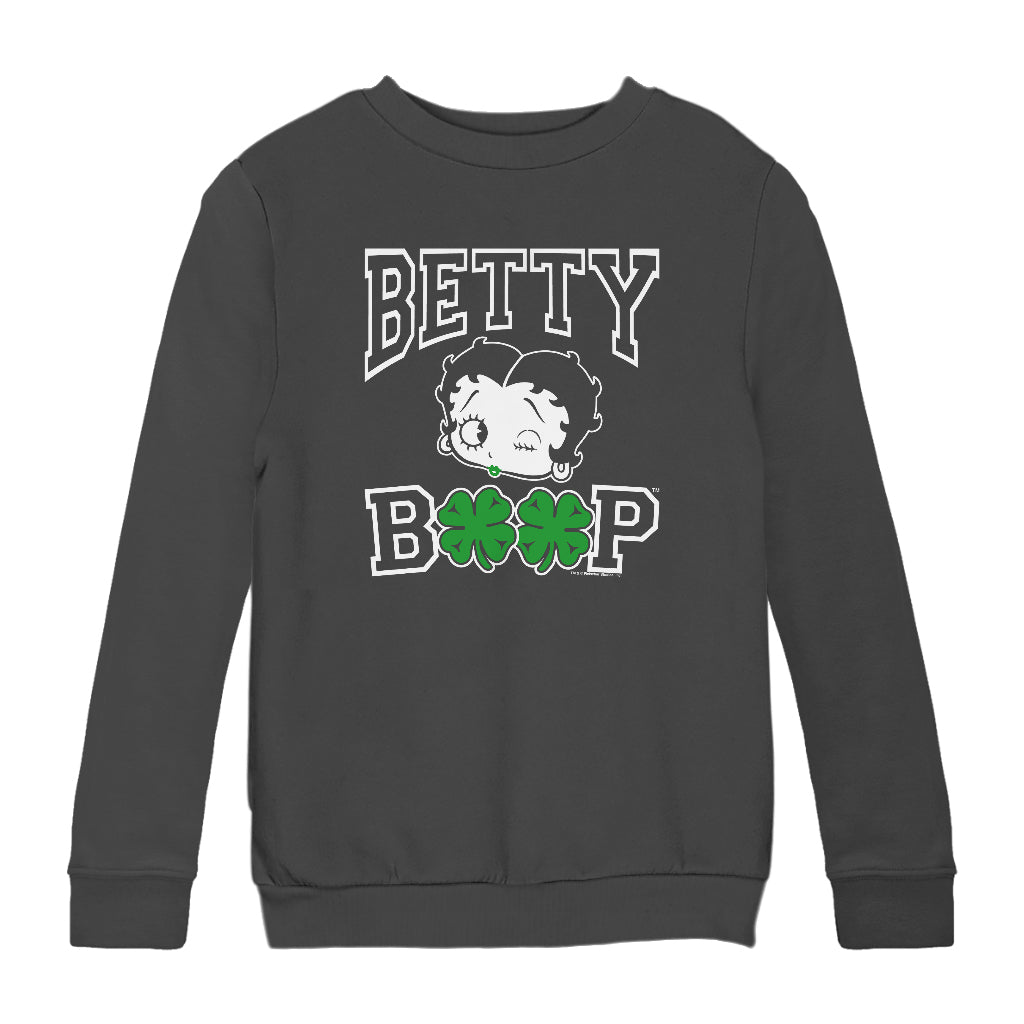 Betty Boop Four Leaf Clovers St Patrick's Day Kids Sweatshirt