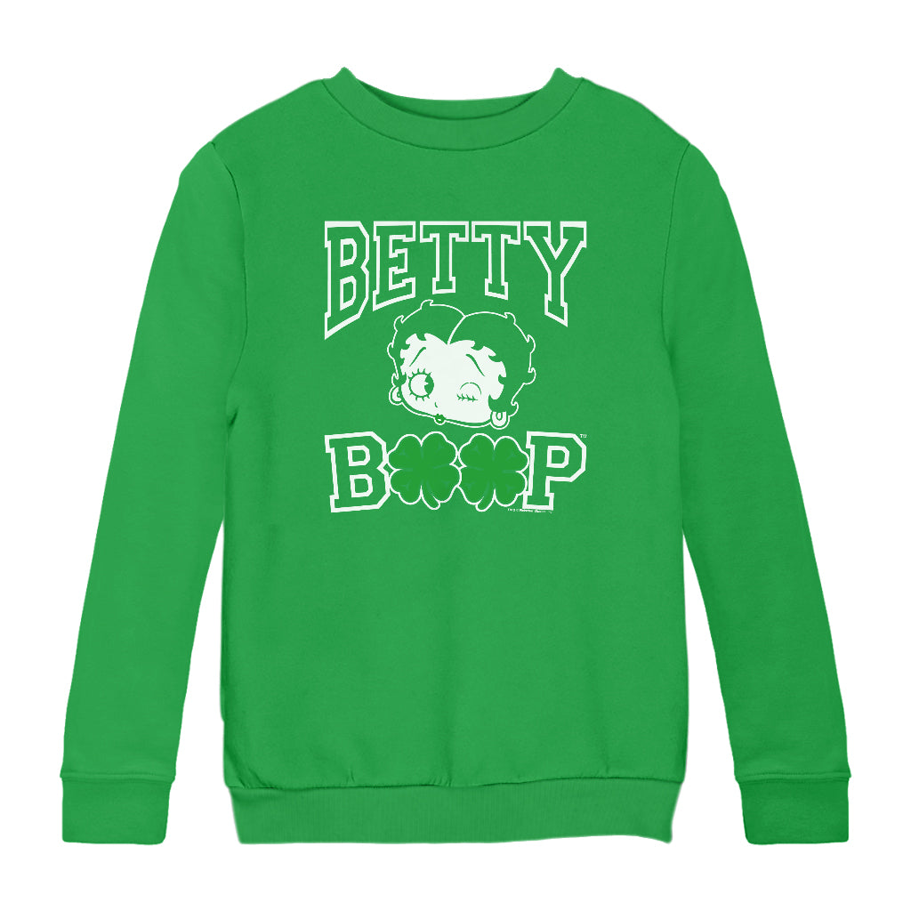 Betty Boop Four Leaf Clovers St Patrick's Day Kids Sweatshirt