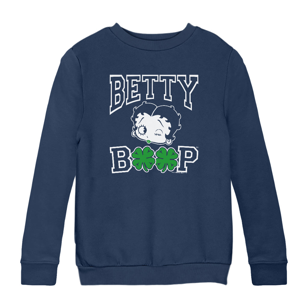 Betty Boop Four Leaf Clovers St Patrick's Day Kids Sweatshirt