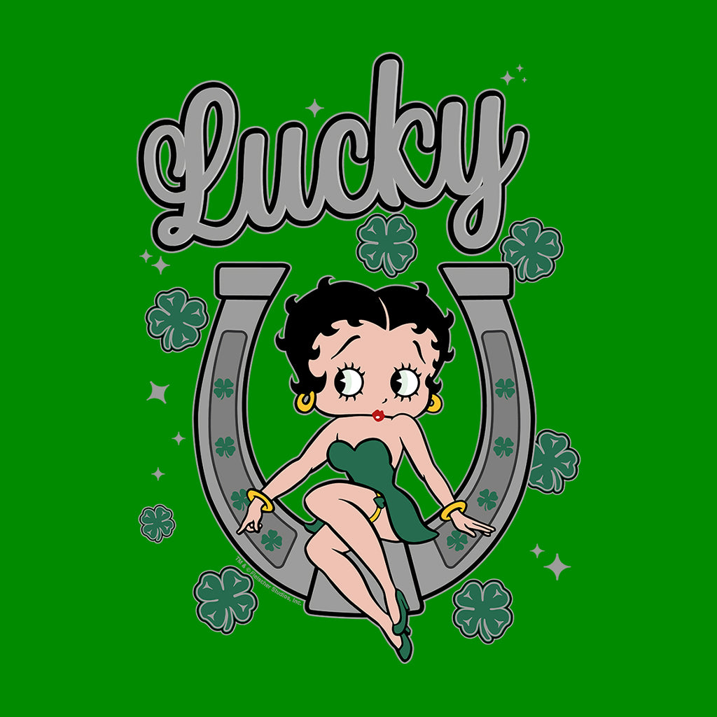 Betty Boop St Patrick's Day Lucky Horseshoe With Cloves Women's Sweatshirt