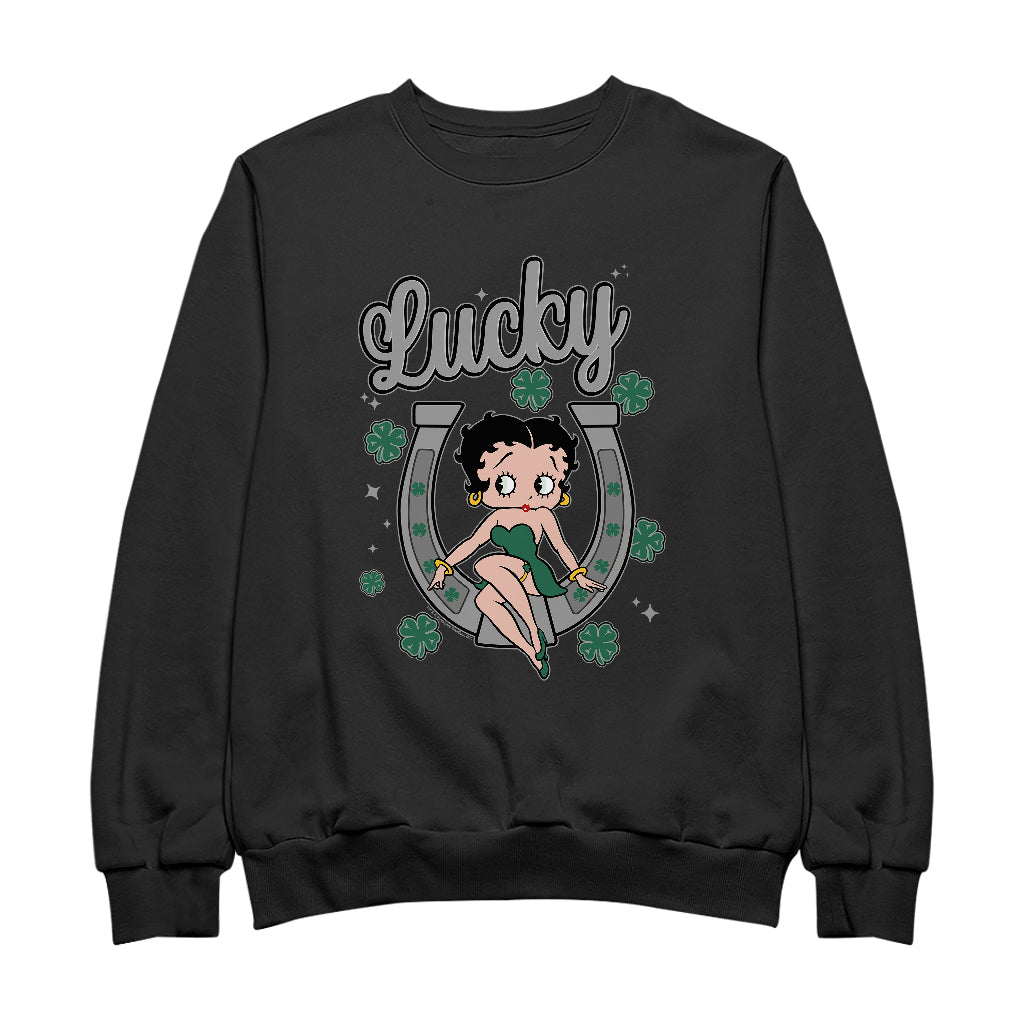 Betty Boop St Patrick's Day Lucky Horseshoe With Cloves Men's Sweatshirt