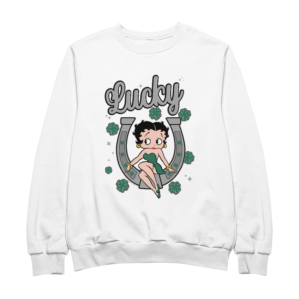 Betty Boop St Patrick's Day Lucky Horseshoe With Cloves Men's Sweatshirt
