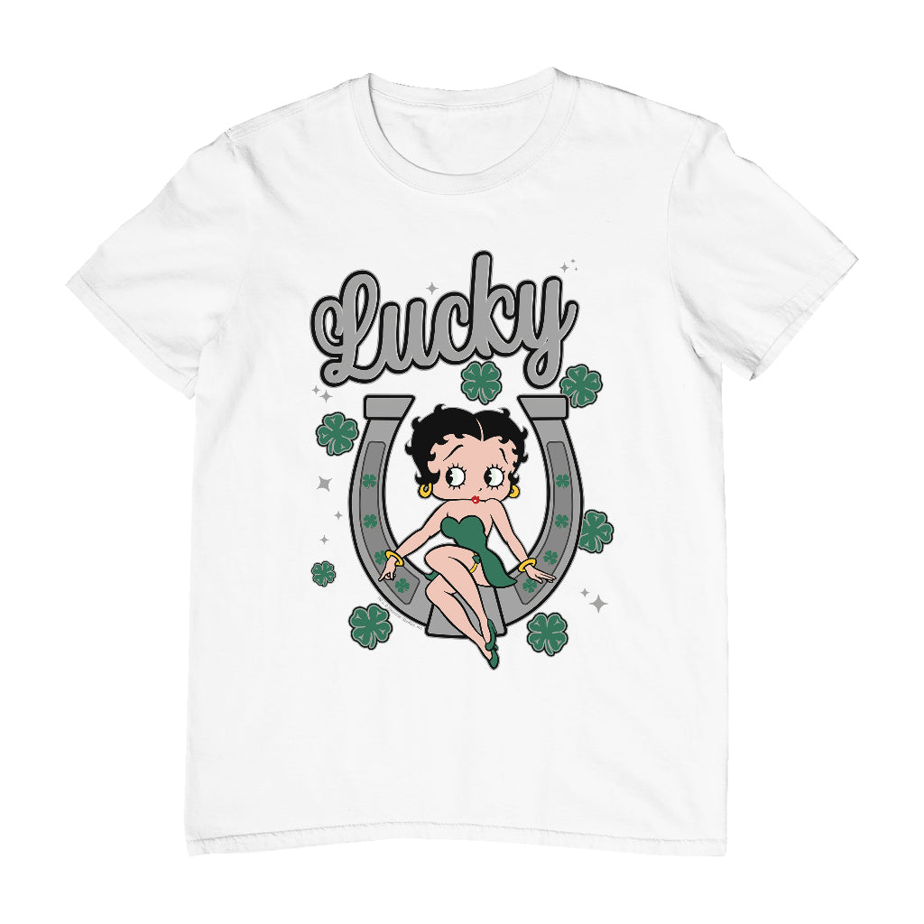 Betty Boop St Patrick's Day Lucky Horseshoe With Cloves Men's T-Shirt
