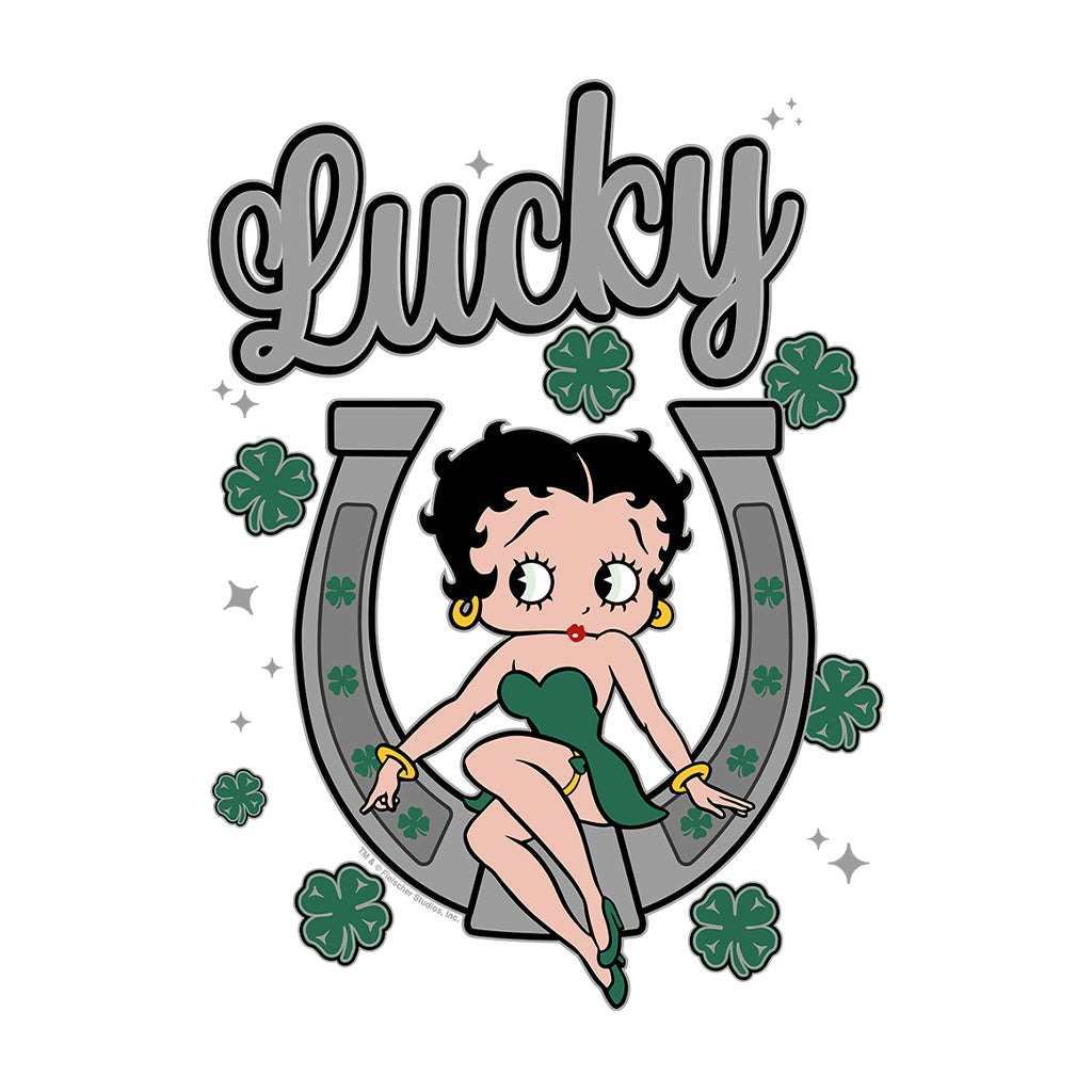 Betty Boop St Patrick's Day Lucky Horseshoe With Cloves Women's Sweatshirt