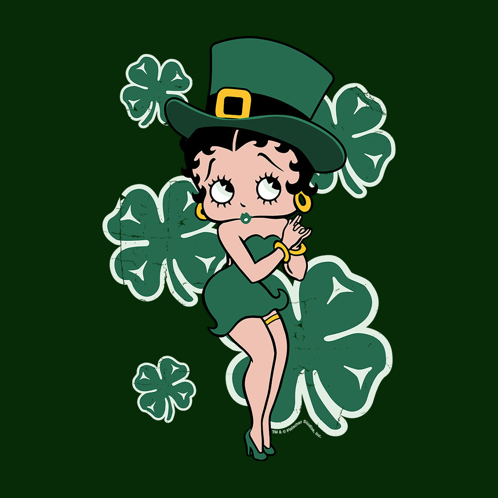 Betty Boop St Patrick's Day Green Dress and Hat Kids Hooded Sweatshirt