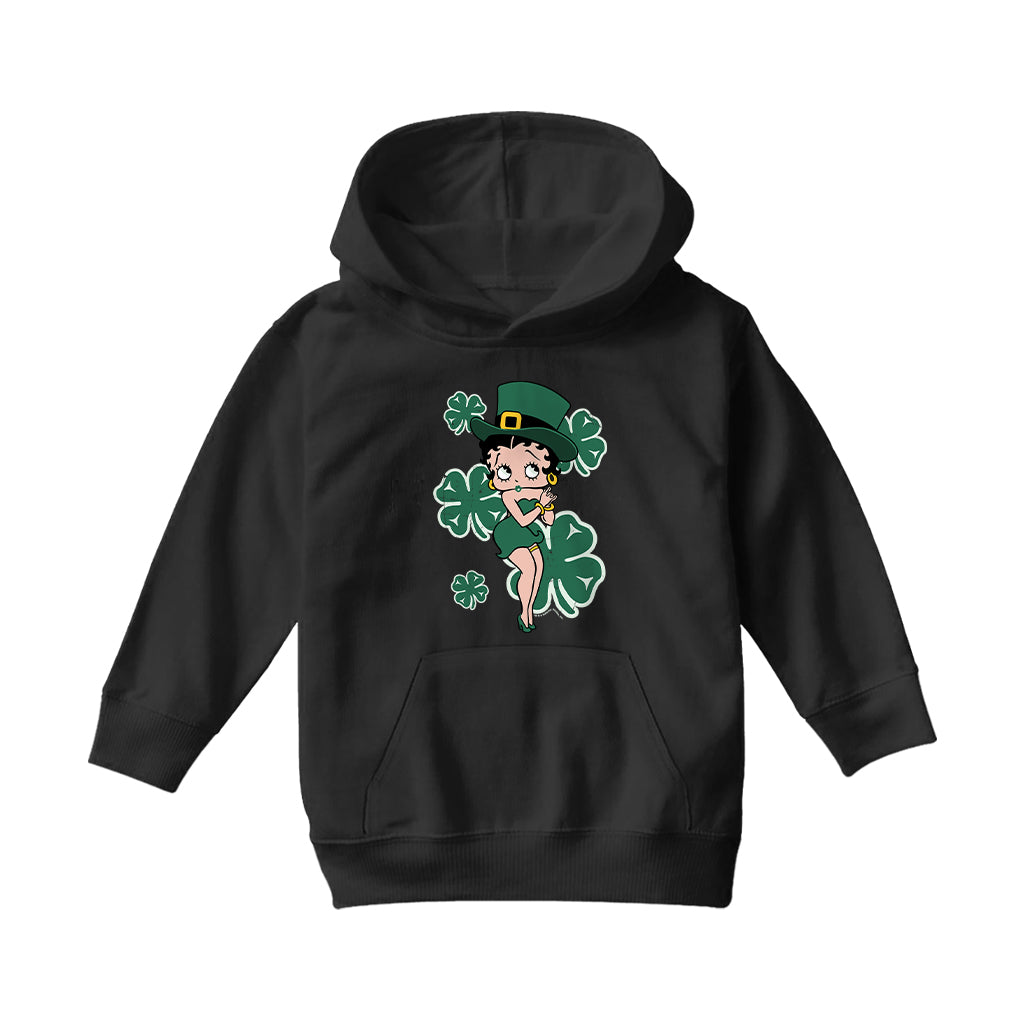 Betty Boop St Patrick's Day Green Dress and Hat Kids Hooded Sweatshirt