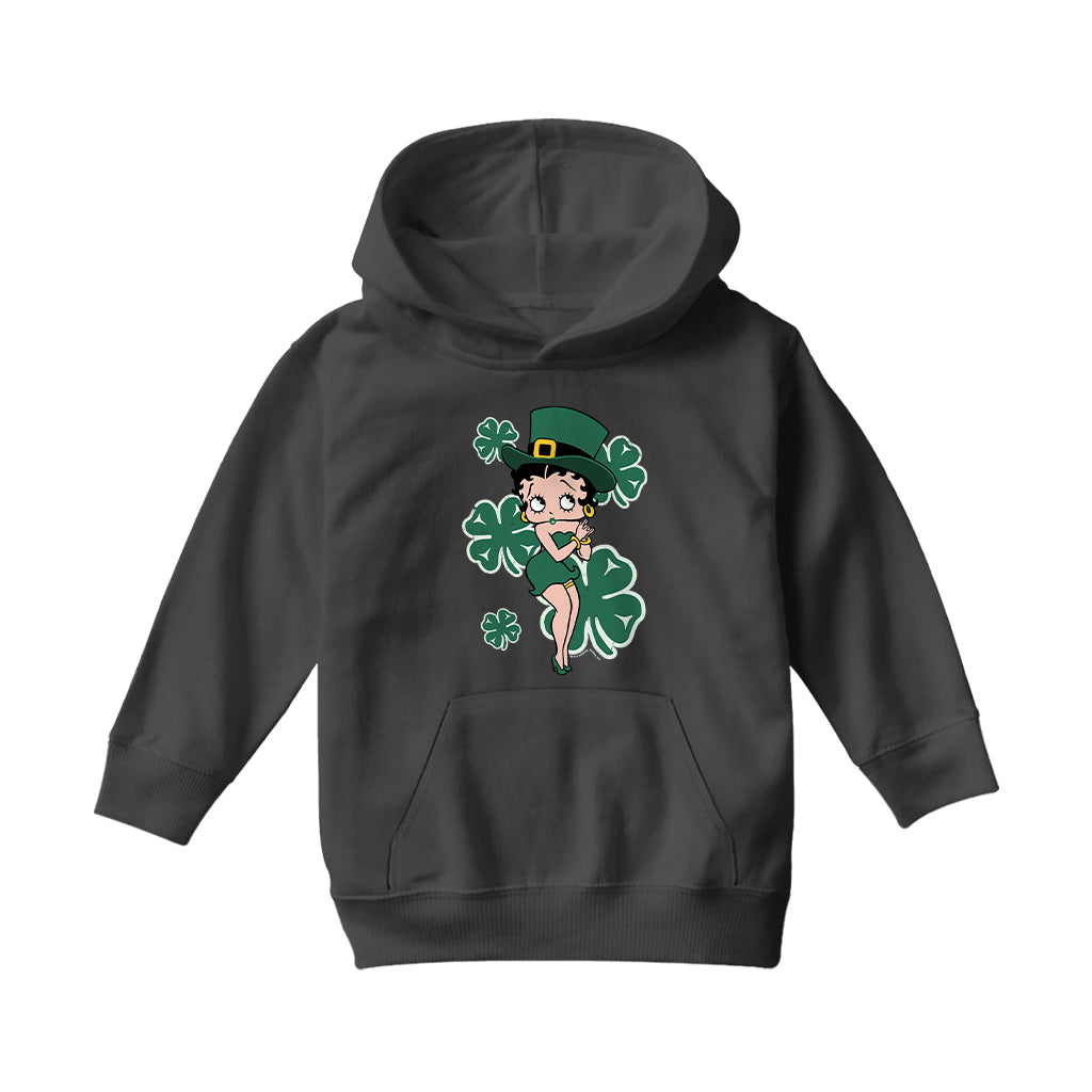 Betty Boop St Patrick's Day Green Dress and Hat Kids Hooded Sweatshirt