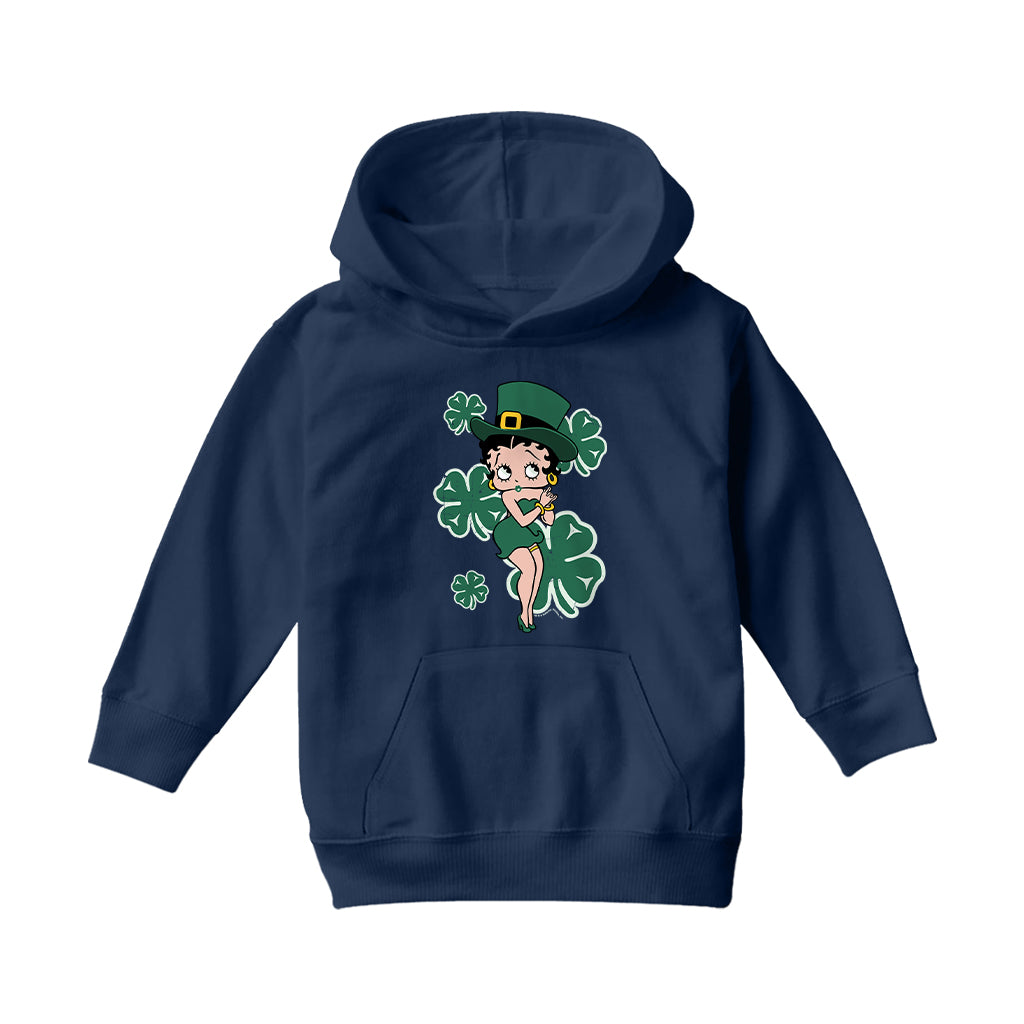 Betty Boop St Patrick's Day Green Dress and Hat Kids Hooded Sweatshirt