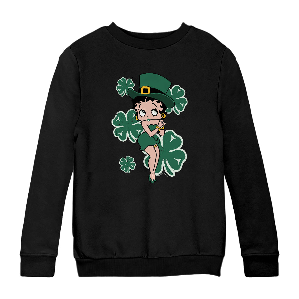 Betty Boop St Patrick's Day Green Dress and Hat Kids Sweatshirt