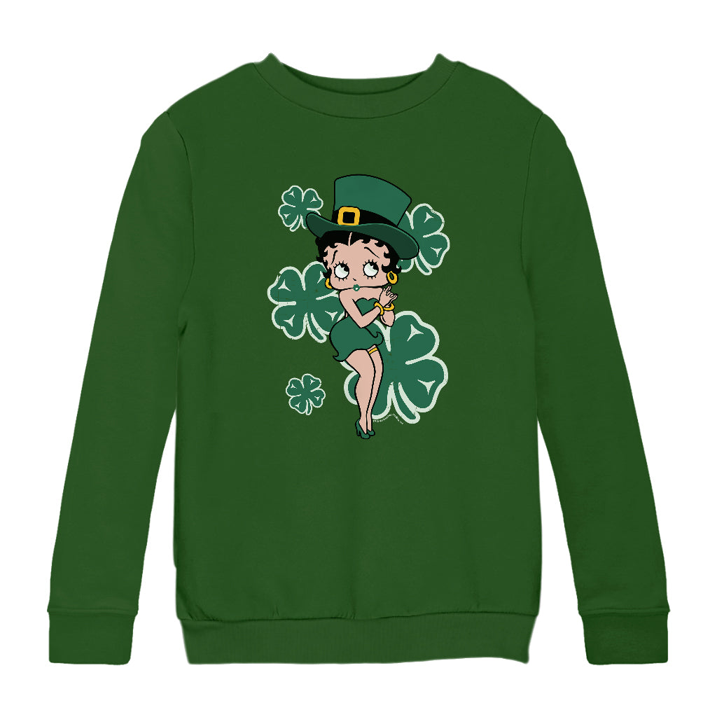 Betty Boop St Patrick's Day Green Dress and Hat Kids Sweatshirt