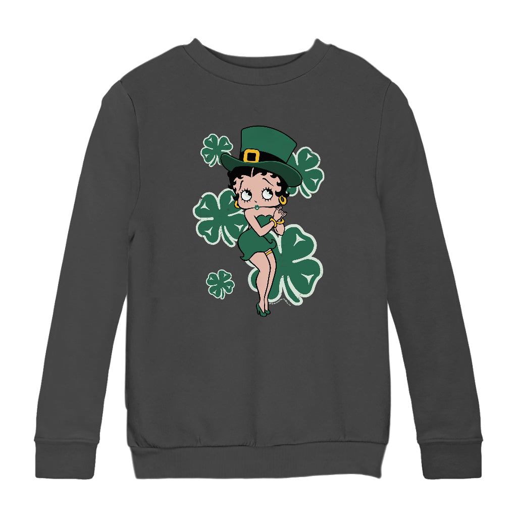 Betty Boop St Patrick's Day Green Dress and Hat Kids Sweatshirt