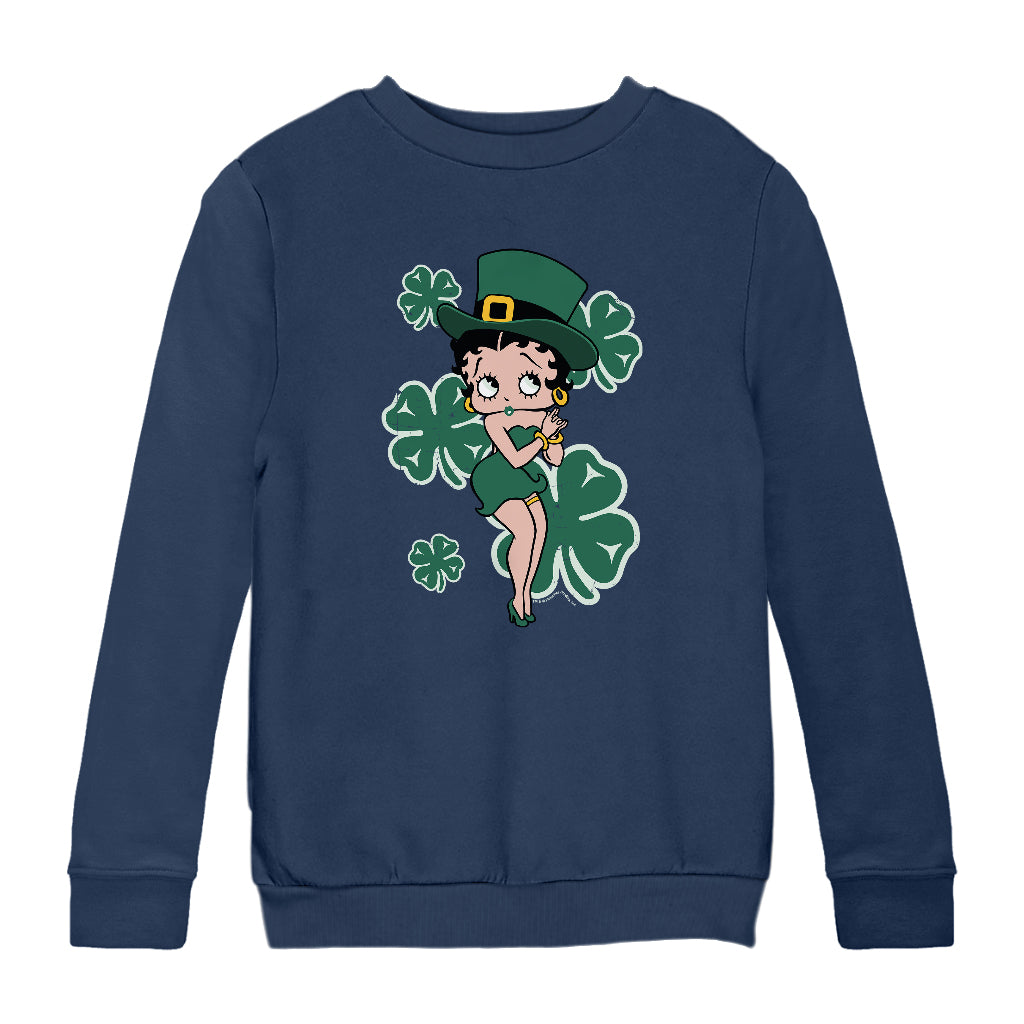 Betty Boop St Patrick's Day Green Dress and Hat Kids Sweatshirt