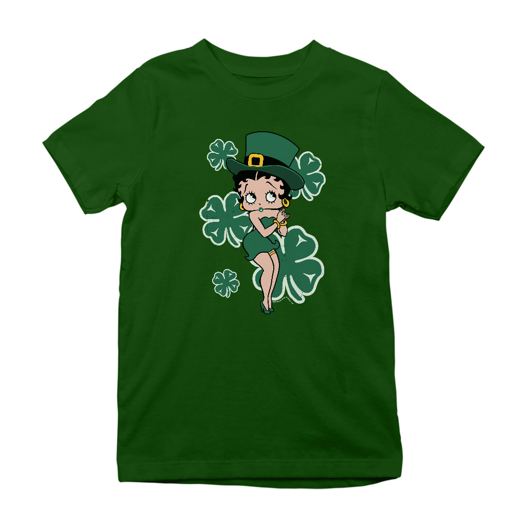 Betty Boop St Patrick's Day Green Dress and Hat Kids T-Shirt
