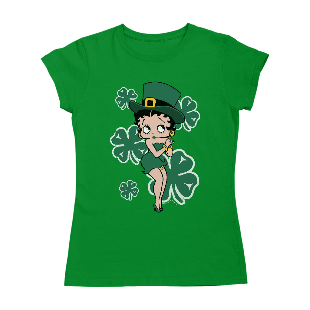 Betty Boop St Patrick's Day Green Dress and Hat Women's T-Shirt
