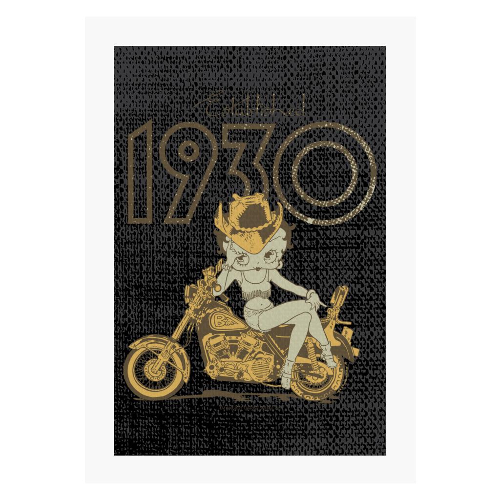 Betty Boop Established 1930 Golden Bike A4 Print-Betty Boop Shop
