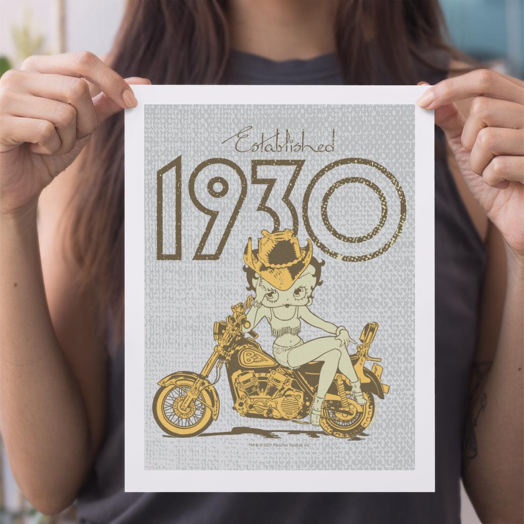 Betty Boop Established 1930 Golden Bike A4 Print-Betty Boop Shop