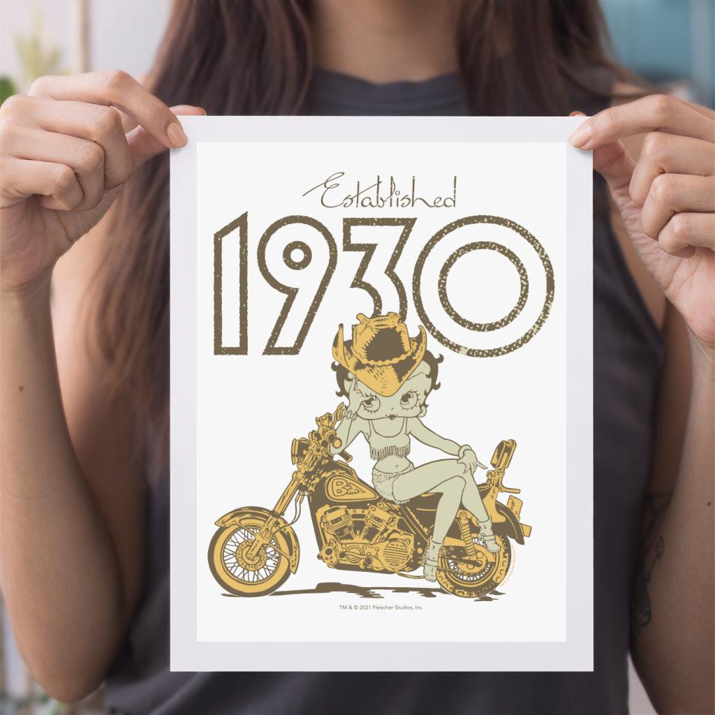 Betty Boop Established 1930 Golden Bike A4 Print-Betty Boop Shop
