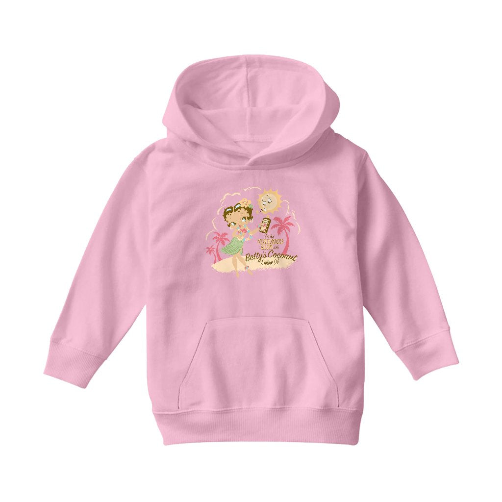 Betty Boop Bettys Coconut Suntan Oil Kids Hooded Sweatshirt-Betty Boop Shop