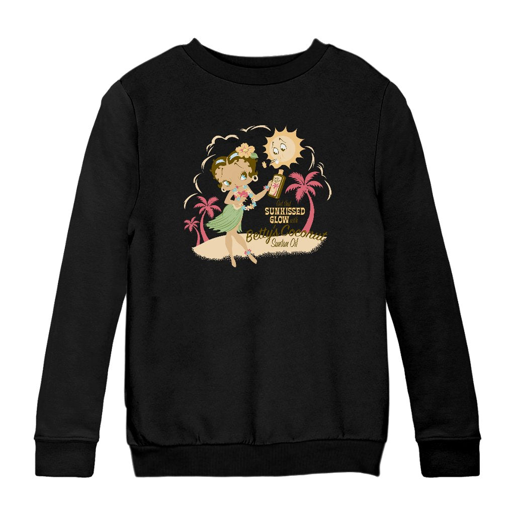 Betty Boop Bettys Coconut Suntan Oil Kids Sweatshirt-Betty Boop Shop