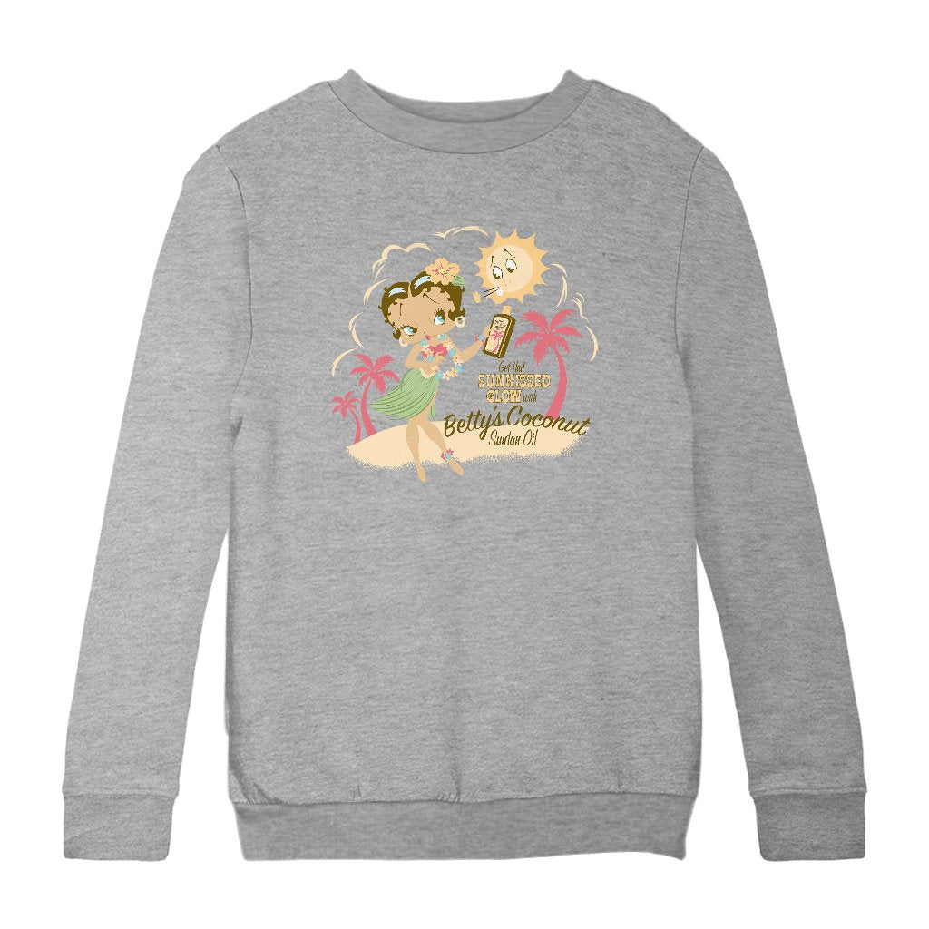 Betty Boop Bettys Coconut Suntan Oil Kids Sweatshirt-Betty Boop Shop