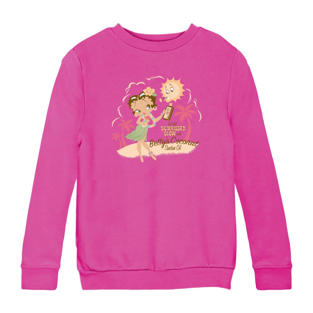 Betty Boop Bettys Coconut Suntan Oil Kids Sweatshirt-Betty Boop Shop