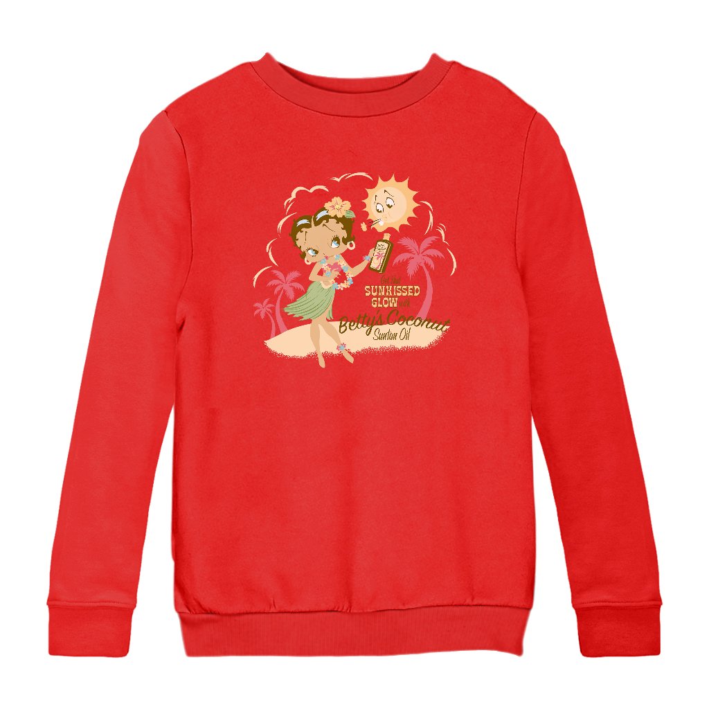 Betty Boop Bettys Coconut Suntan Oil Kids Sweatshirt-Betty Boop Shop