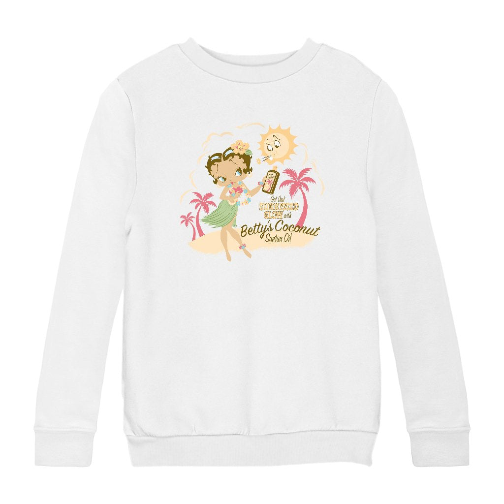 Betty Boop Bettys Coconut Suntan Oil Kids Sweatshirt-Betty Boop Shop