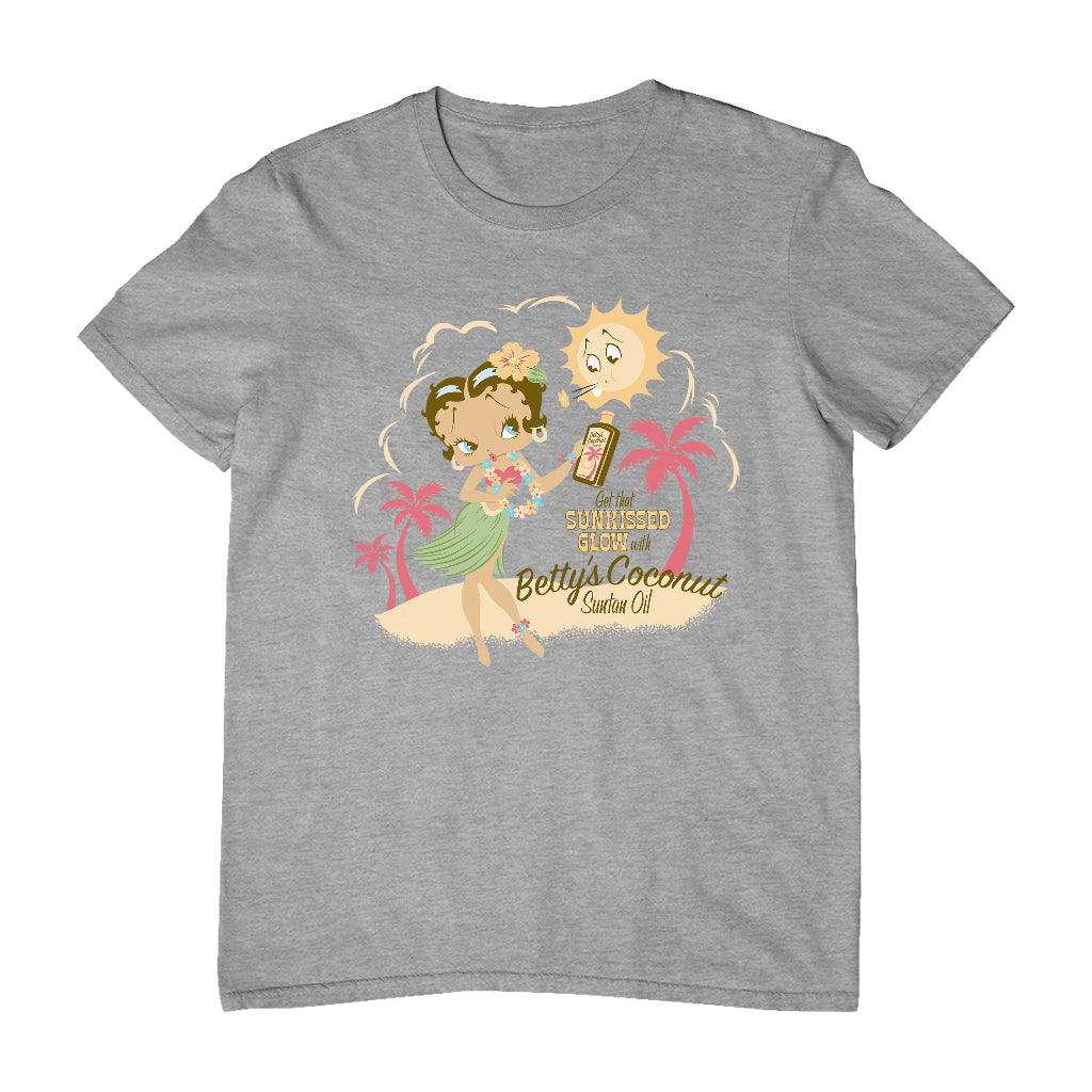 Betty Boop Bettys Coconut Suntan Oil Men's T-Shirt-Betty Boop Shop