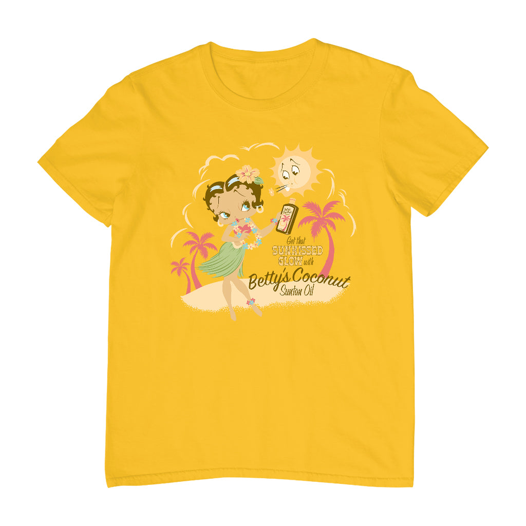 Betty Boop Bettys Coconut Suntan Oil Men's T-Shirt-Betty Boop Shop